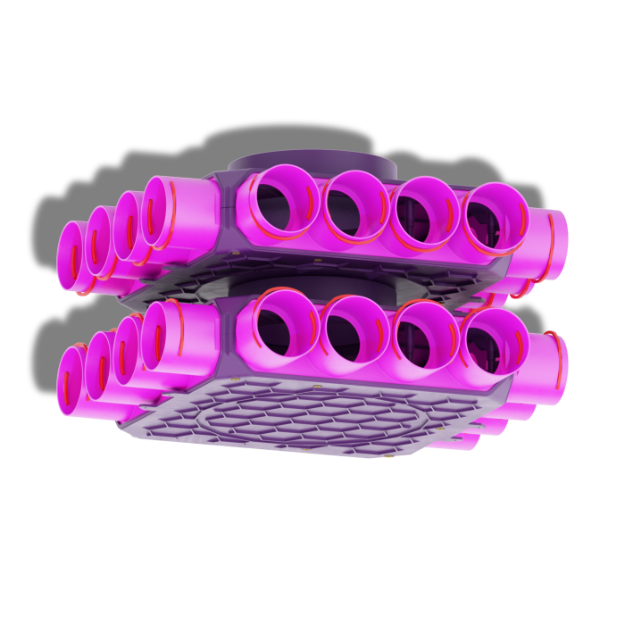 Skrzynka rozdzielcza dwupoziomowa zamknięta 200mm, 24x75mm + uszczelki modułowe 2kpl + uszczelki fi 75 24szt + zapinki strong 24szt